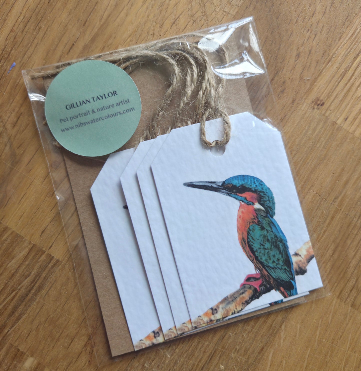 Set of 4 gift tags: Kingfisher