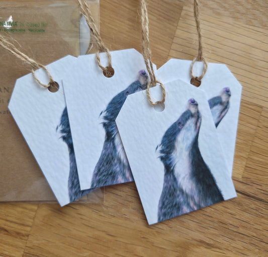 Set of 4 gift tags: badger