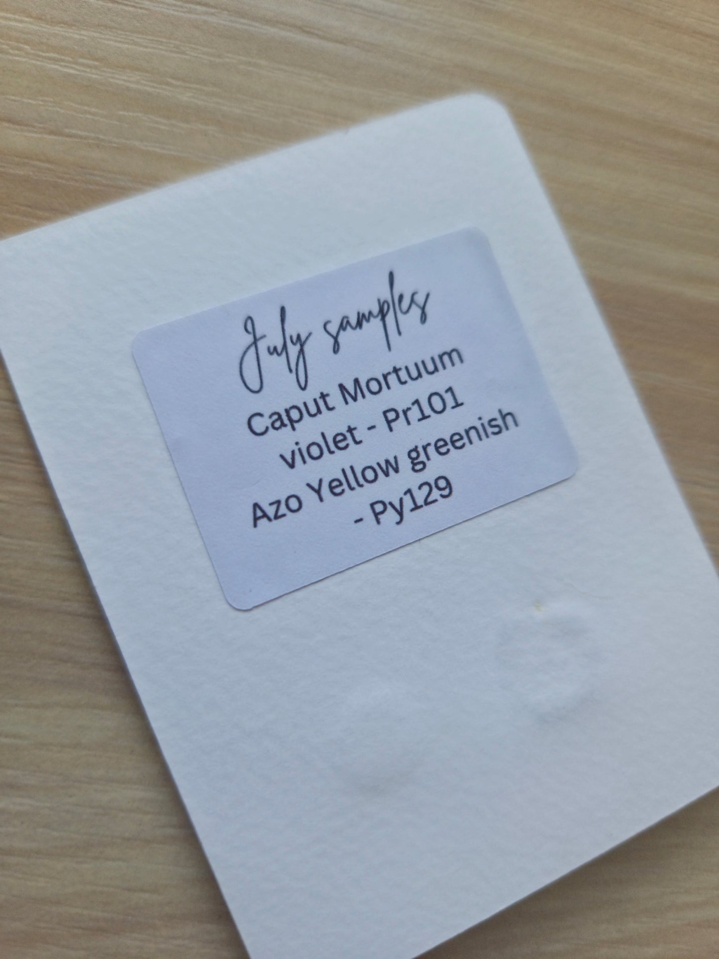Handmade Vegan Watercolour Dot Card | July Paint Club Samples | Caput Mortum Azo Yellow greenish