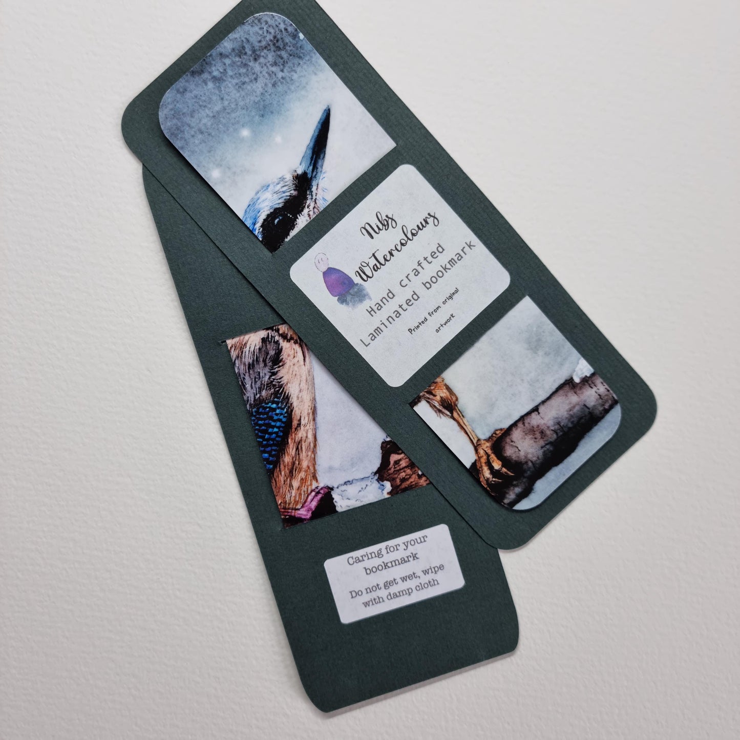 Handmade Kingfisher Bookmark | Watercolor Art Print, Nature Lover Gift | Laminated double sided