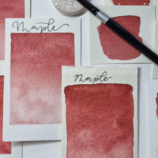 handmade watercolour paint | granulating red | Autumn Leaves Collection | Maple |