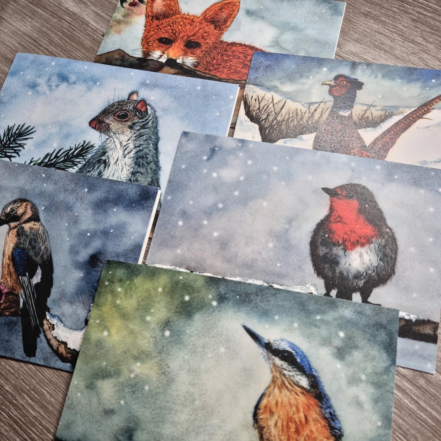 Jay Bird Watercolor Christmas Card | Handcrafted Holiday Greeting