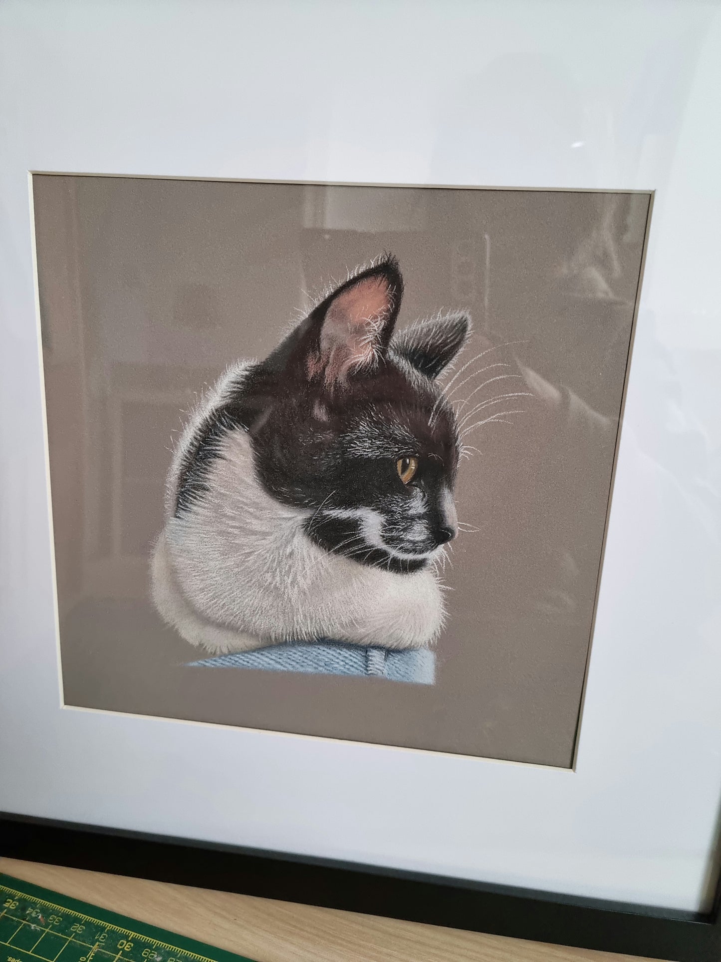 Custom Pet Portrait Hand Drawn in Colour Pencil – Head Study 8x8" Mounted to 12x12" | Personalised Dog Cat Portrait Gift
