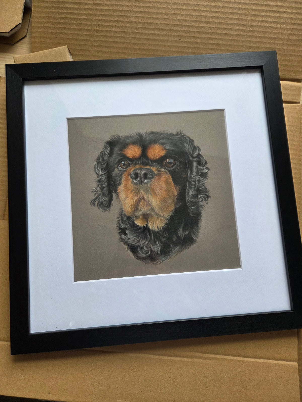 Custom Pet Portrait Hand Drawn in Colour Pencil – Head Study 8x8" Mounted to 12x12" | Personalised Dog Cat Portrait Gift