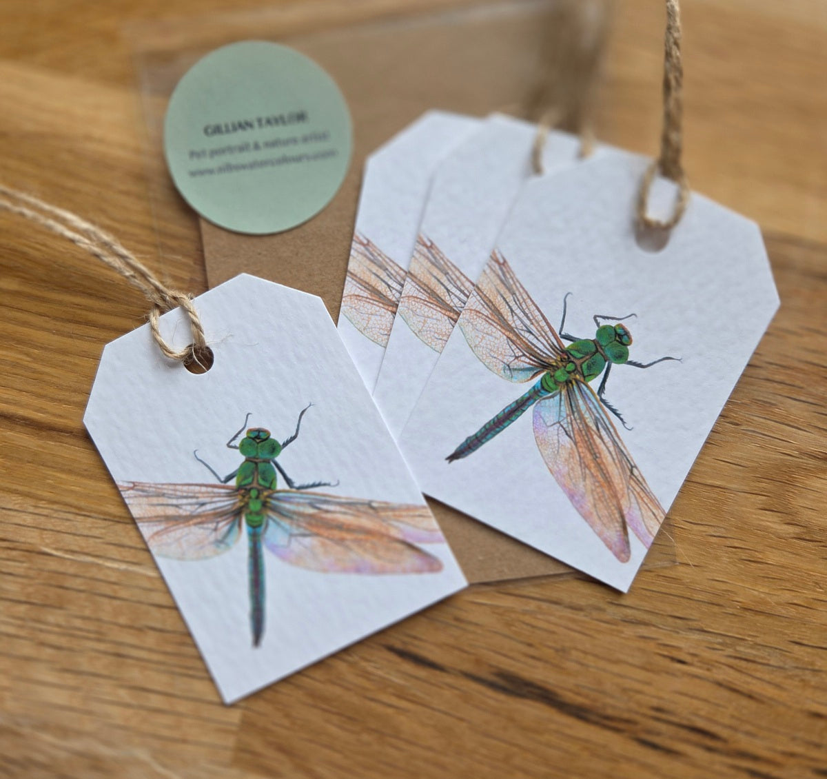 Set of 4 gift tags: Dragonfly