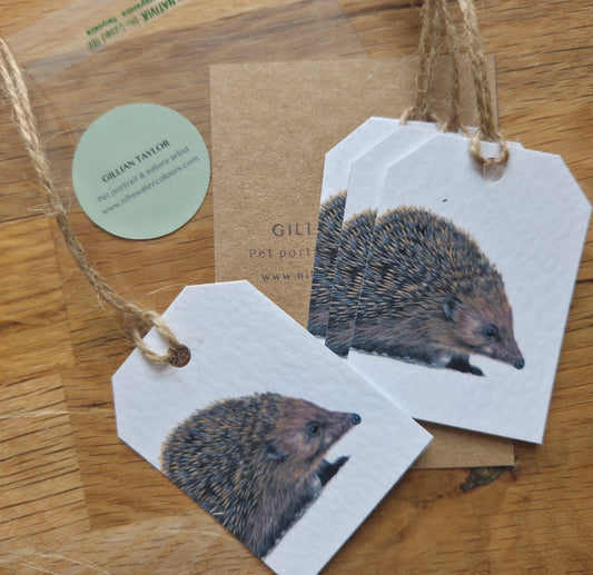 Set of 4 gift tags: Hedgehog