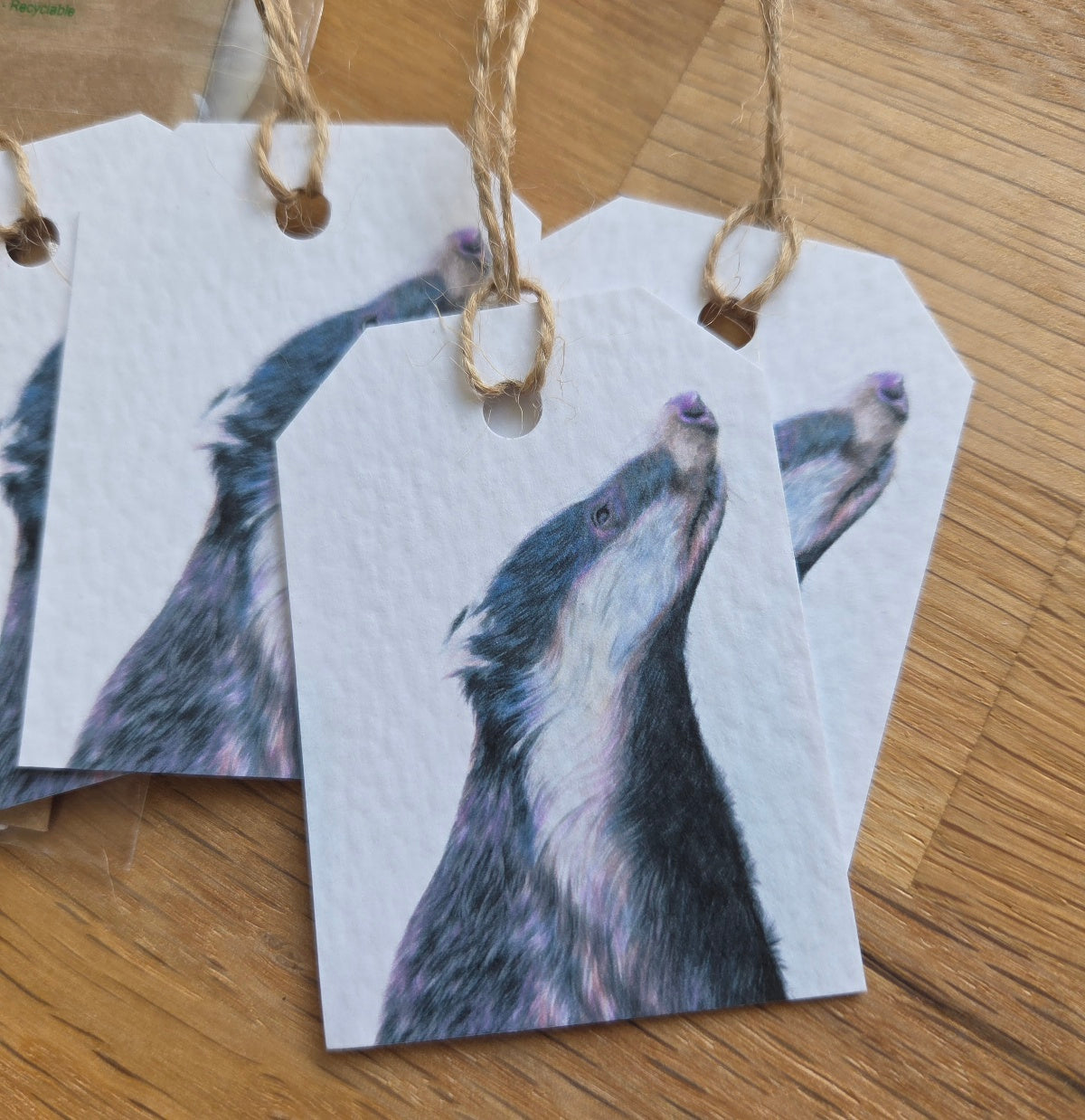 Set of 4 gift tags: badger