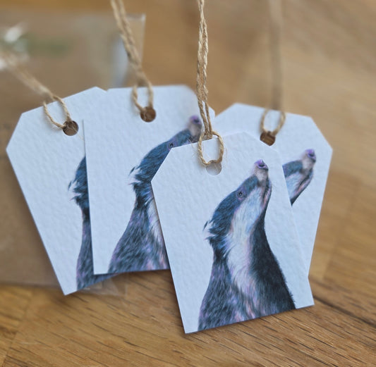 Set of 4 gift tags: badger