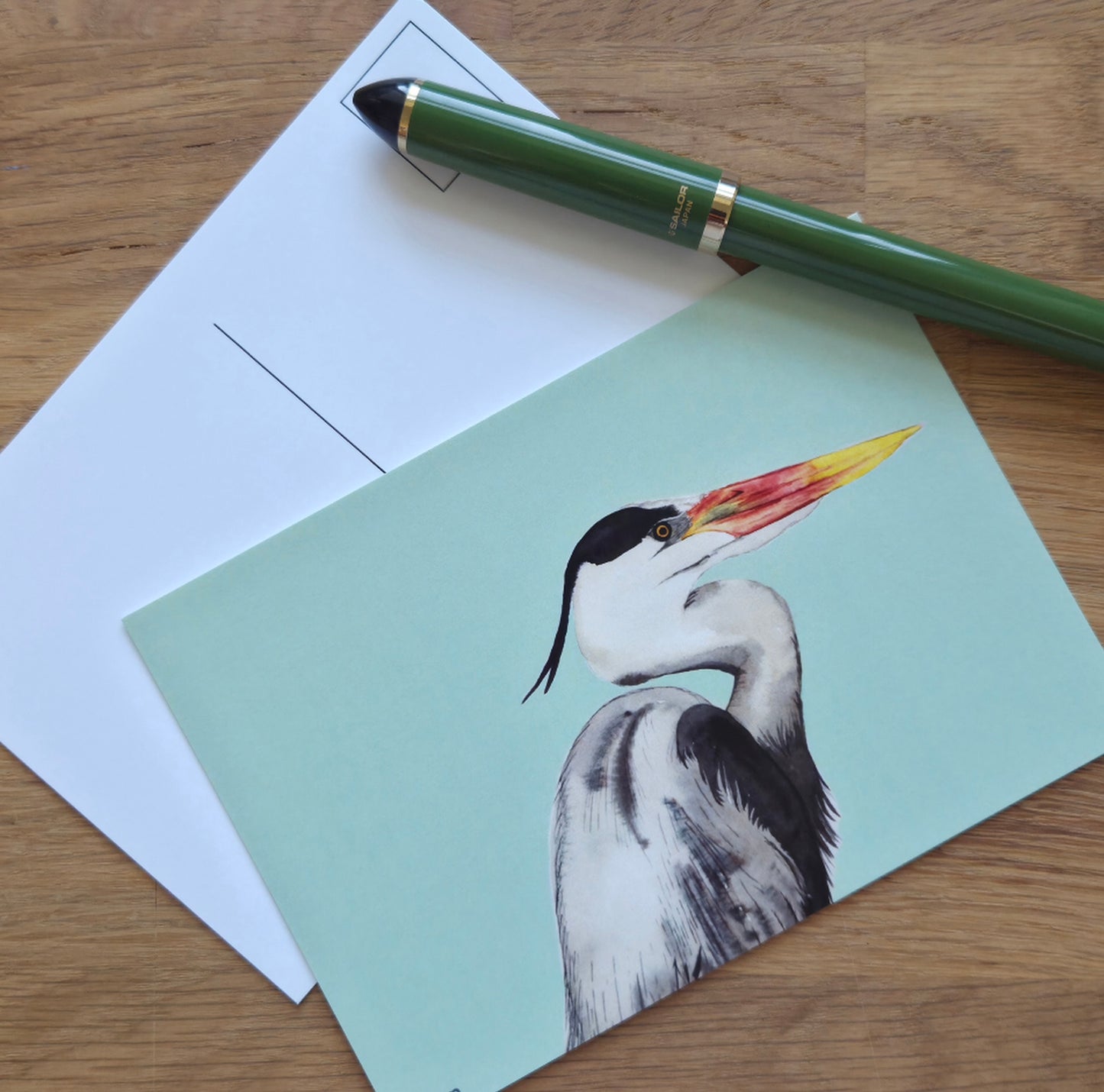 Heron illustrated post card