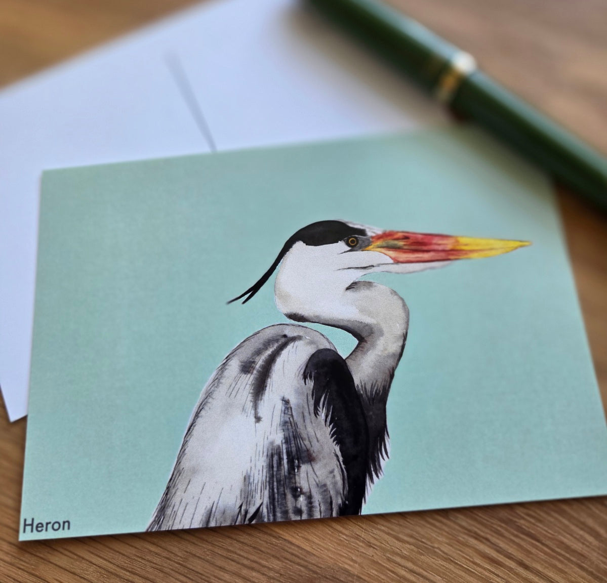 Heron illustrated post card