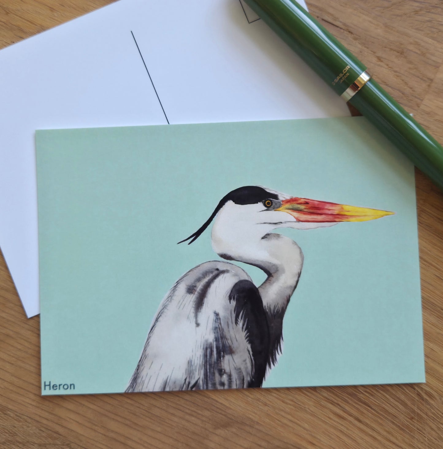 Heron illustrated post card