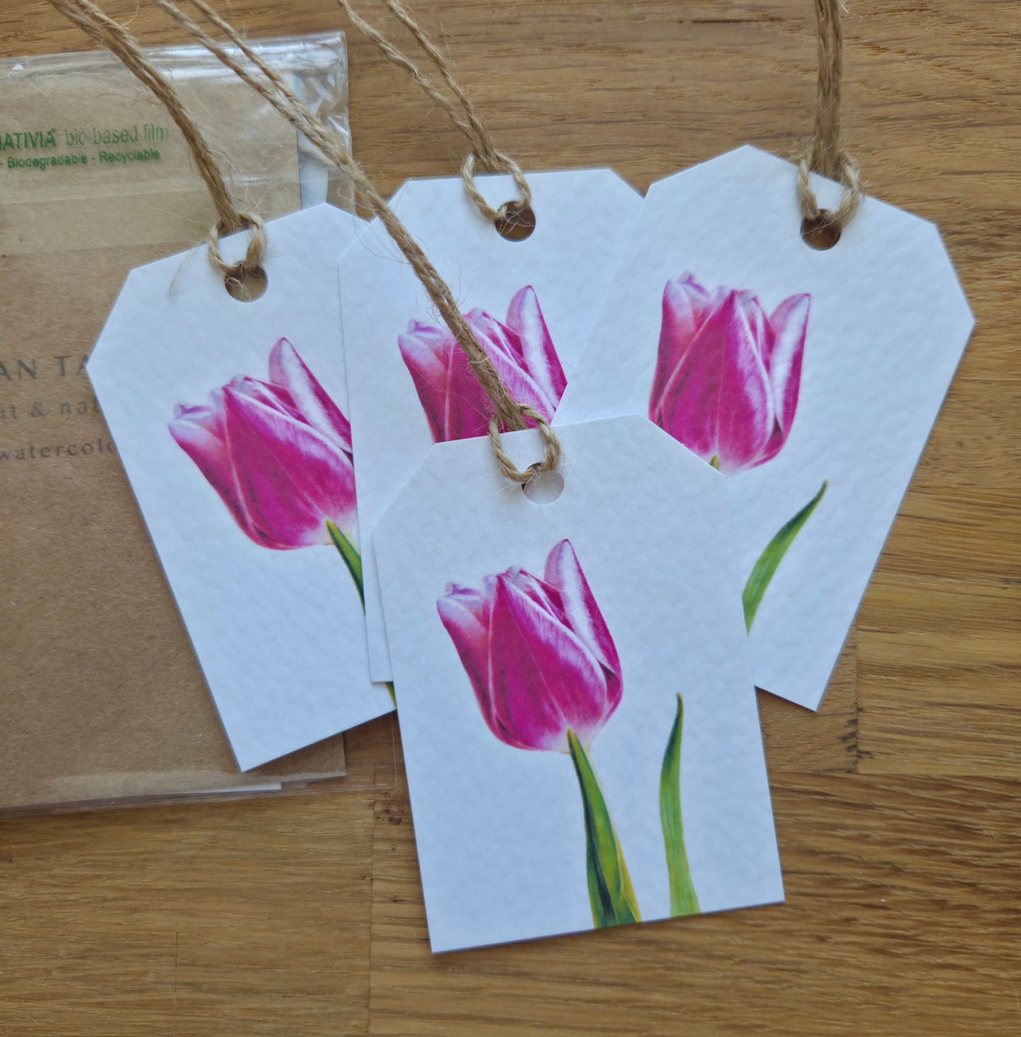 Set of 4 gift tags: tulip
