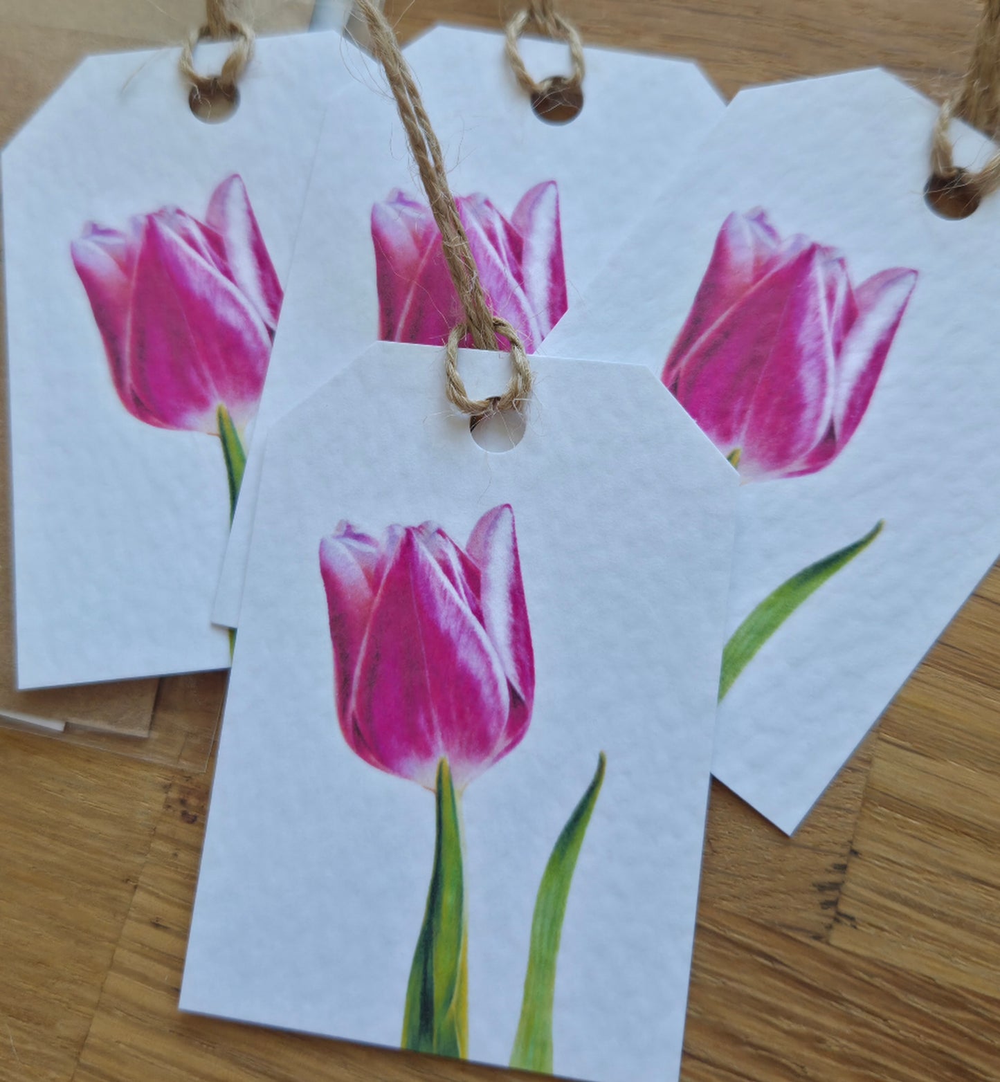Set of 4 gift tags: tulip