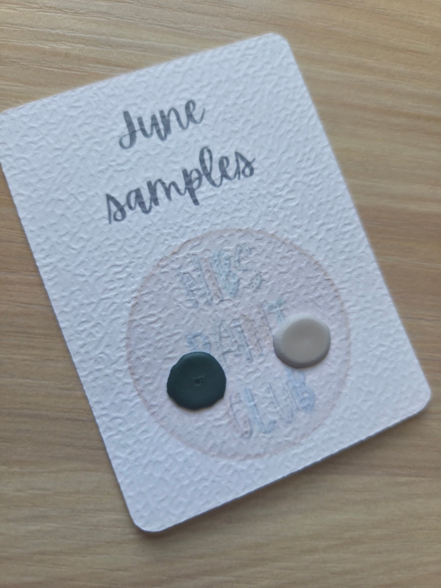 Handmade Vegan Watercolour Dot Card | June Paint Club Samples | Kyanite Bluish. Viridian genuine