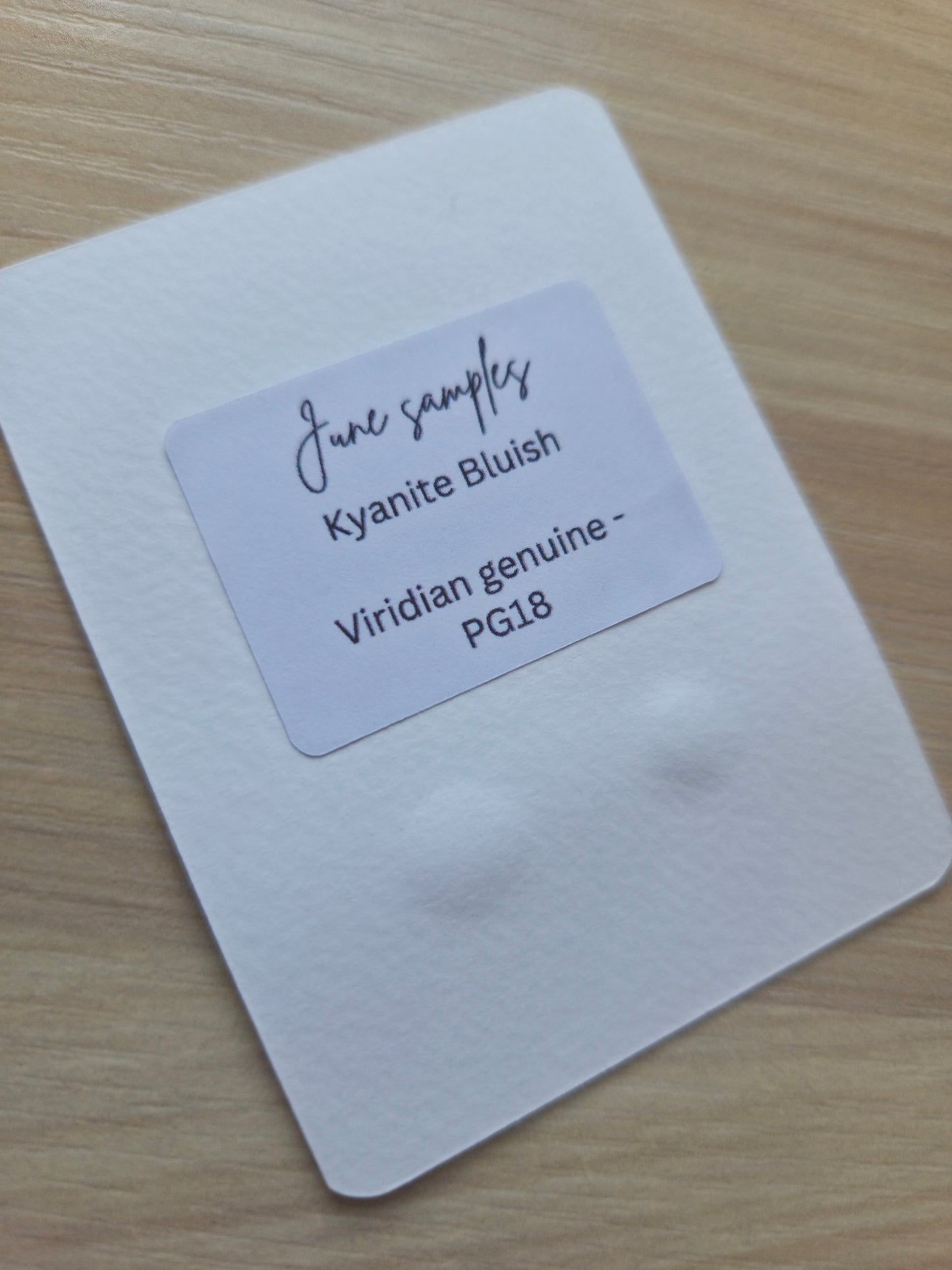 Handmade Vegan Watercolour Dot Card | June Paint Club Samples | Kyanite Bluish. Viridian genuine