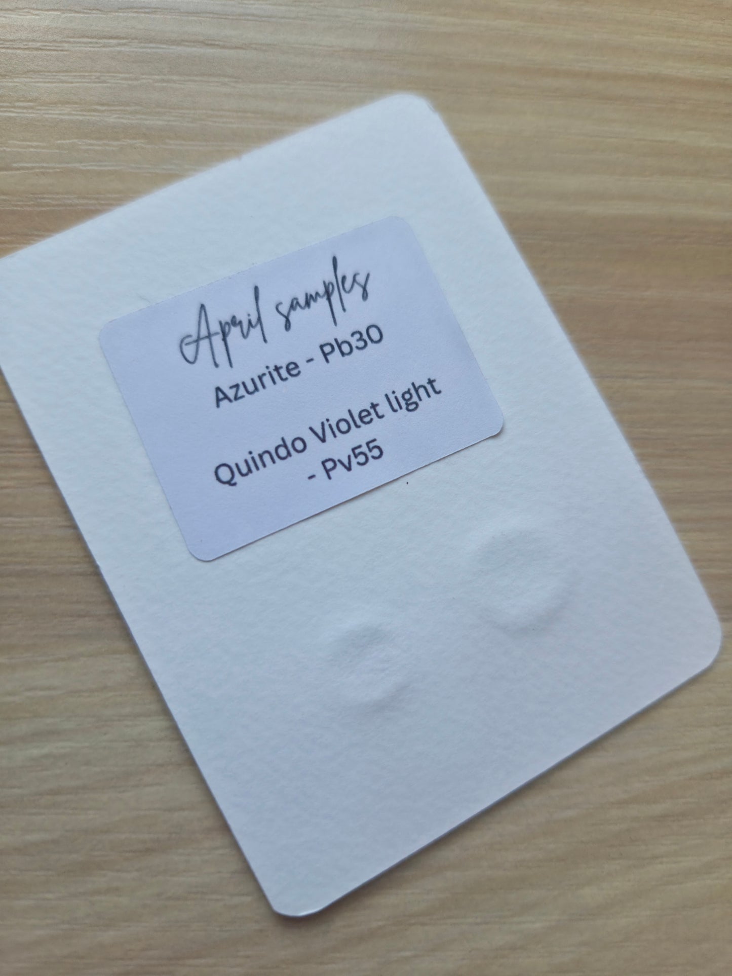 Handmade Vegan Watercolour Dot Card | April Paint Club Samples | Azurite and Quindo Violet