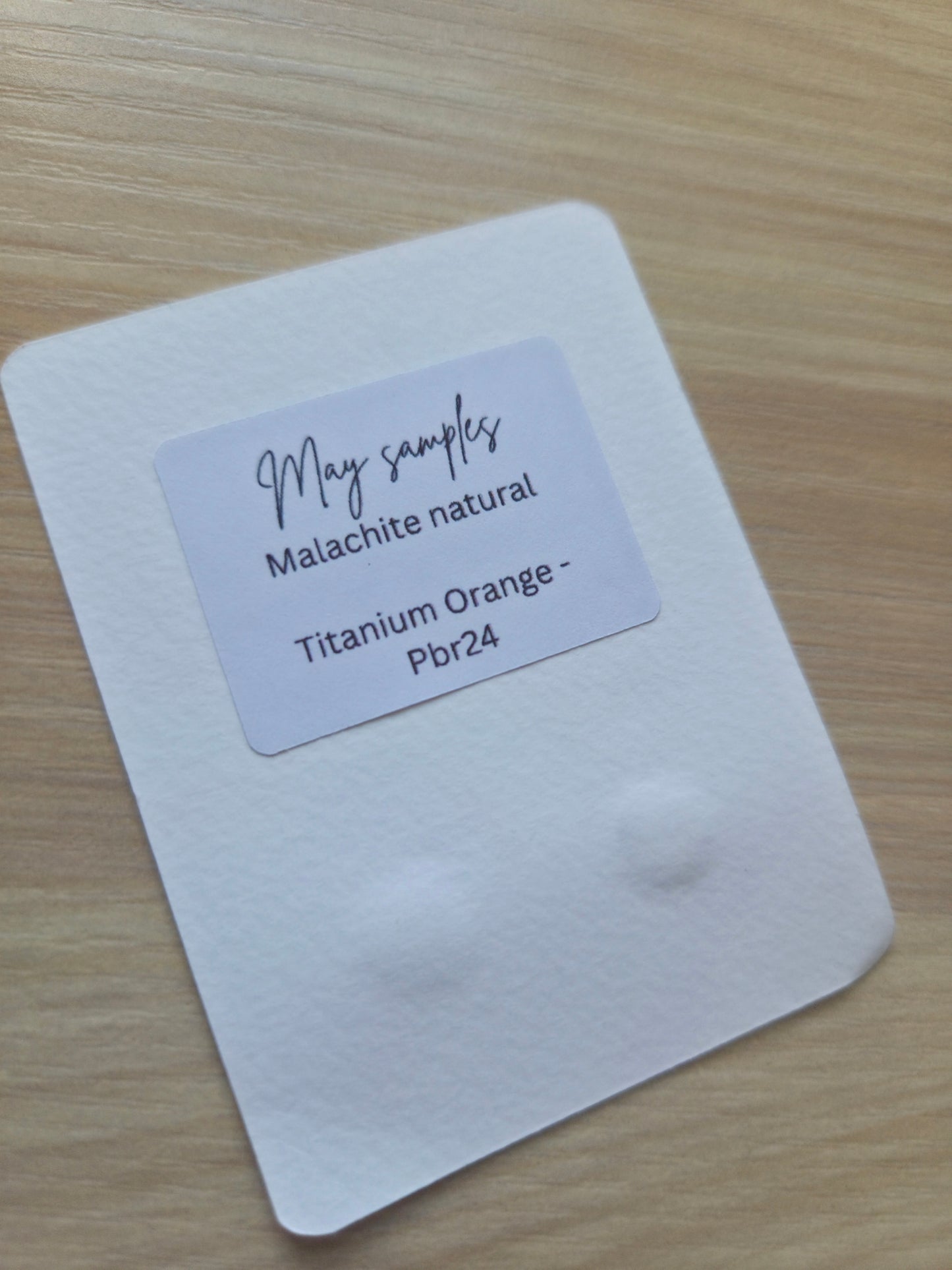 Handmade Vegan Watercolour Dot Card | May Paint Club Samples | Malachite natural Titanium Orange