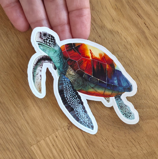 Handmade Watercolour Turtle Sticker | Hand-Painted Illustration Art Sticker