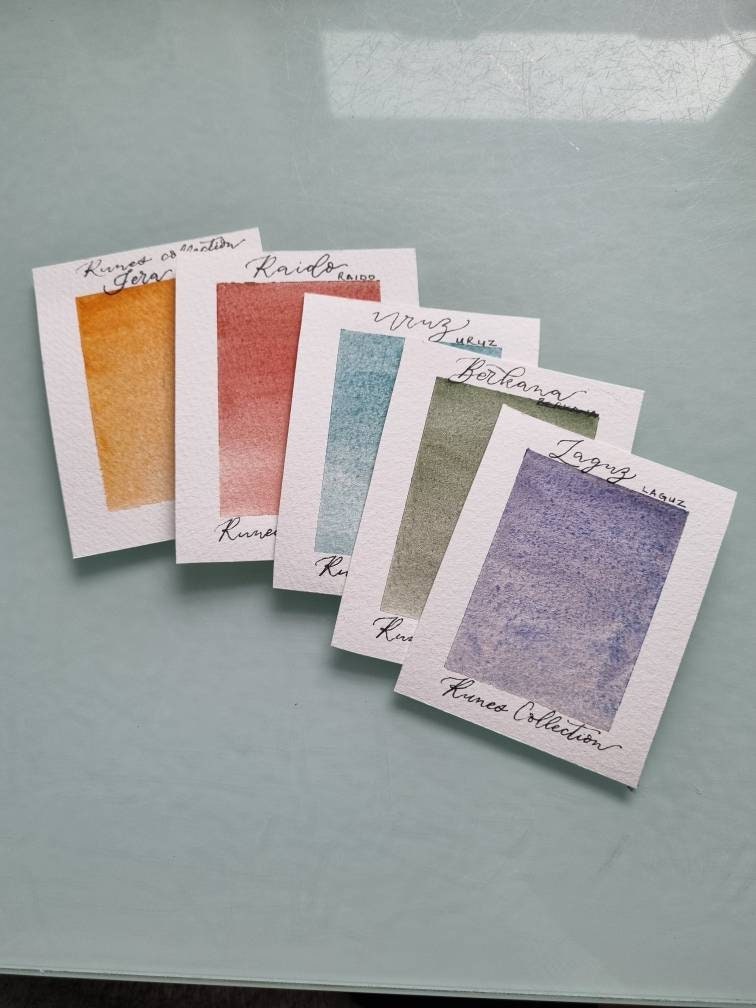 Handmade vegan watercolour paint | granulating orange yellow | Jera Runes collection