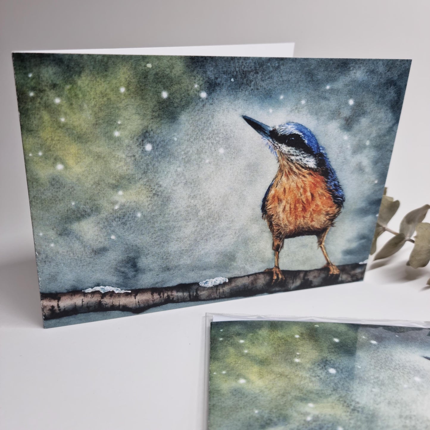 Luxury Nuthatch Christmas Card from original artwork | Simple Nature Lover gift card