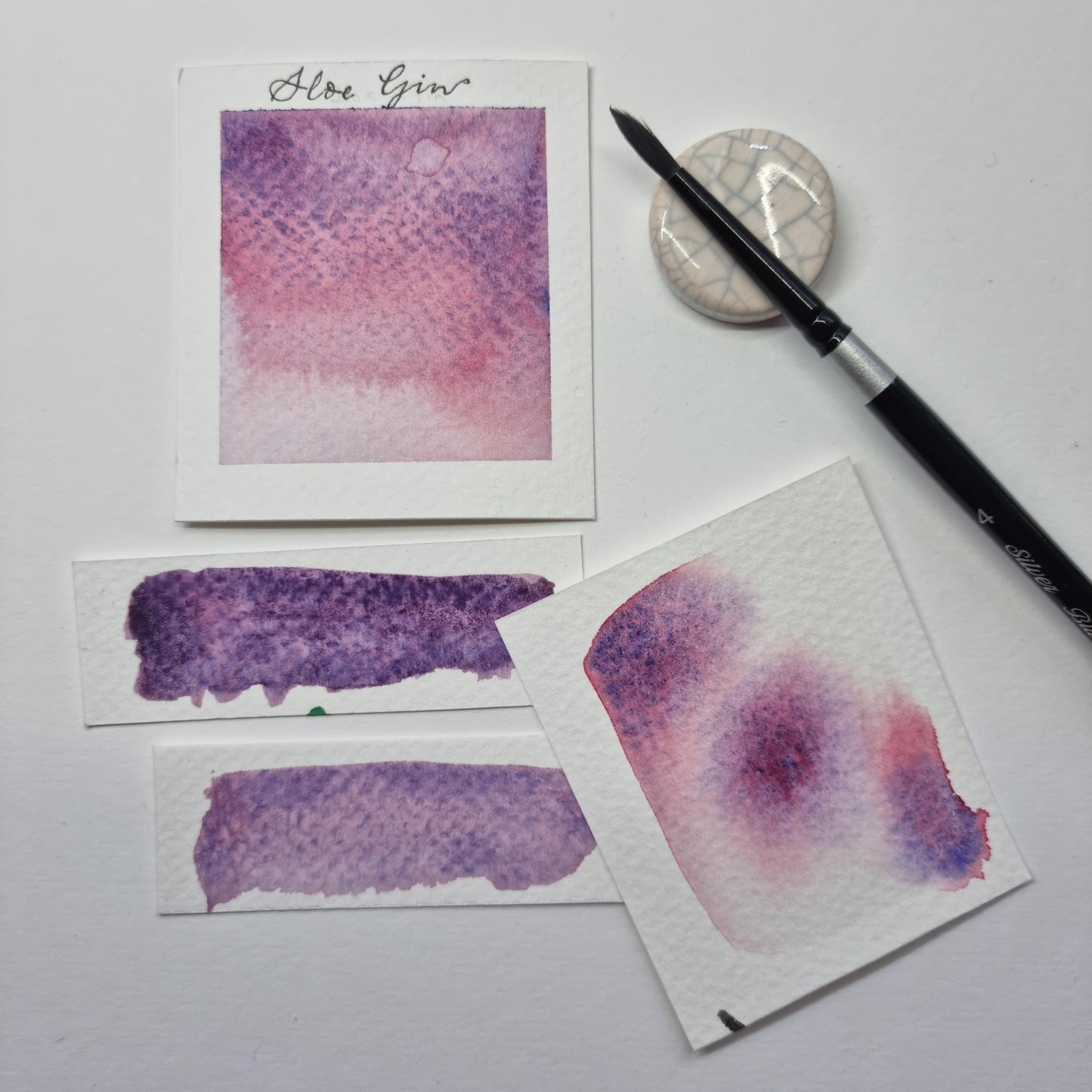 Sloe Gin Watercolour Paint | Handmade Granulating Pink Purple Half Pan