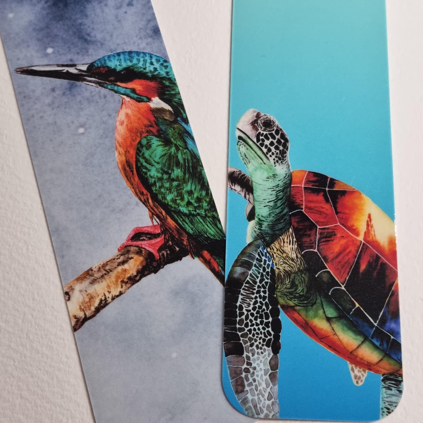 Handmade Kingfisher Bookmark | Watercolor Art Print, Nature Lover Gift | Laminated double sided