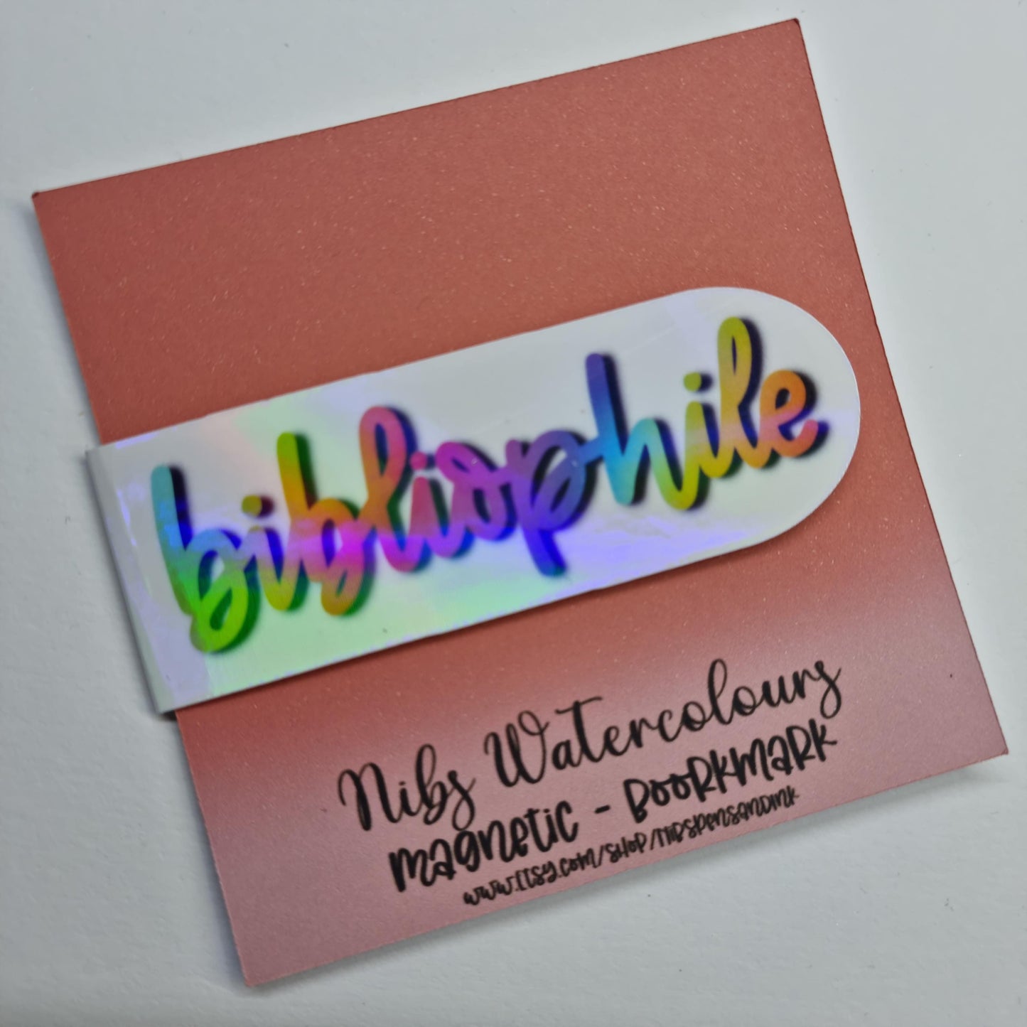 Holographic Bibliophile Magnetic Bookmark - Handmade Reader Gift