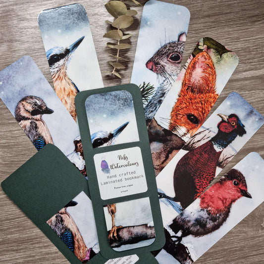 Squirrel Bookmark | Handmade Wildlife Watercolor Art Print | Laminated double sided