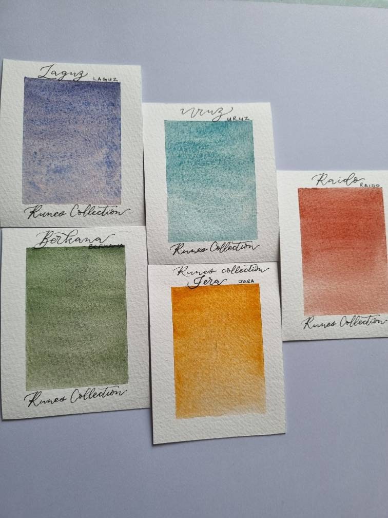 Handmade watercolour paint | separating granulating blue purple| Laguz - Runes paint set | gift for artist |