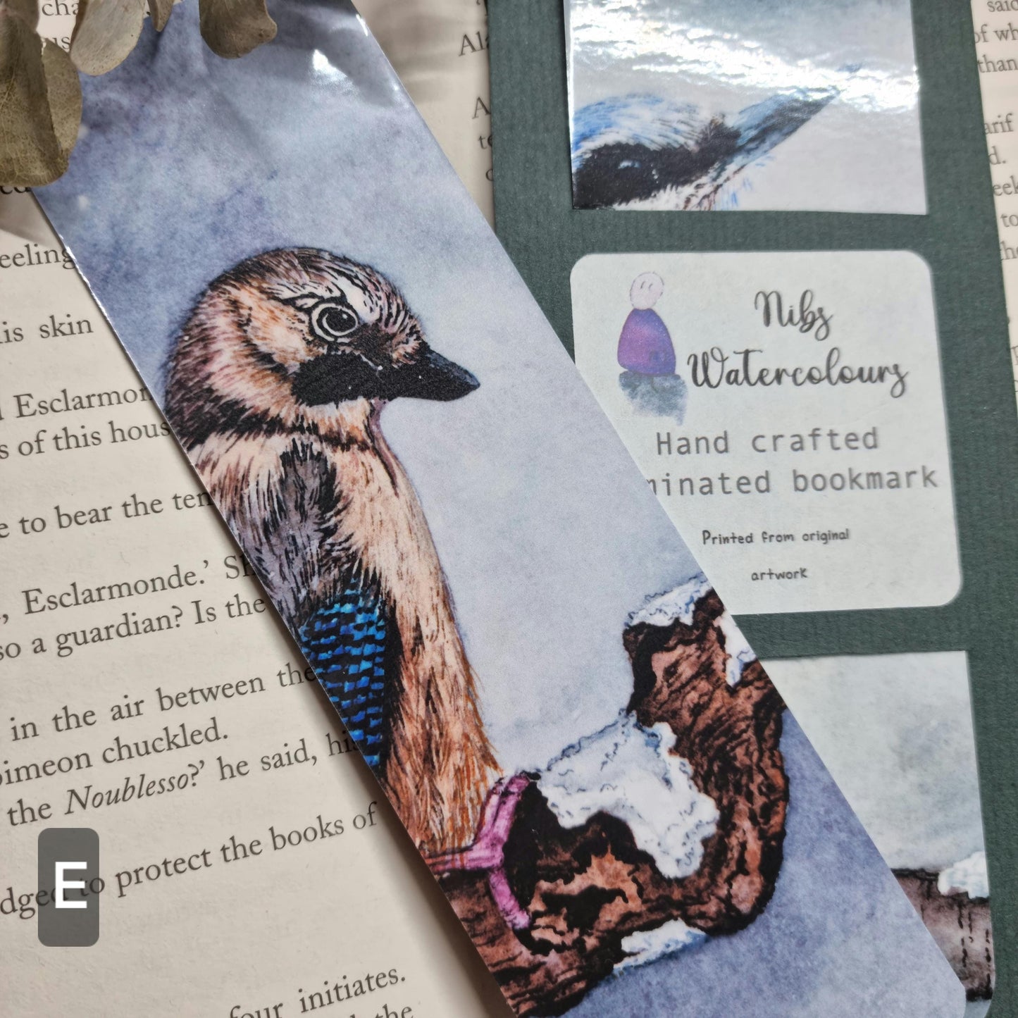 Handmade art print bookmark | watercolour nature bookmark | laminated double sided | moonlight winter hare