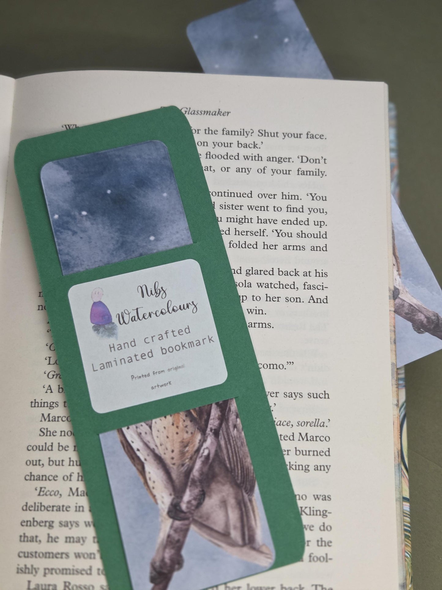 Handmade art print bookmark | watercolour nature bookmark | laminated double sided | wildlife owl