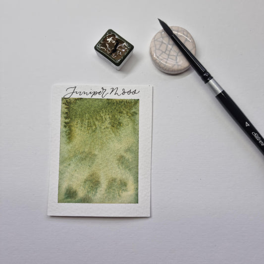 Handmade watercolour paint | granulating/separating Dark Green/yellow |  Juniper Moss | artist gift