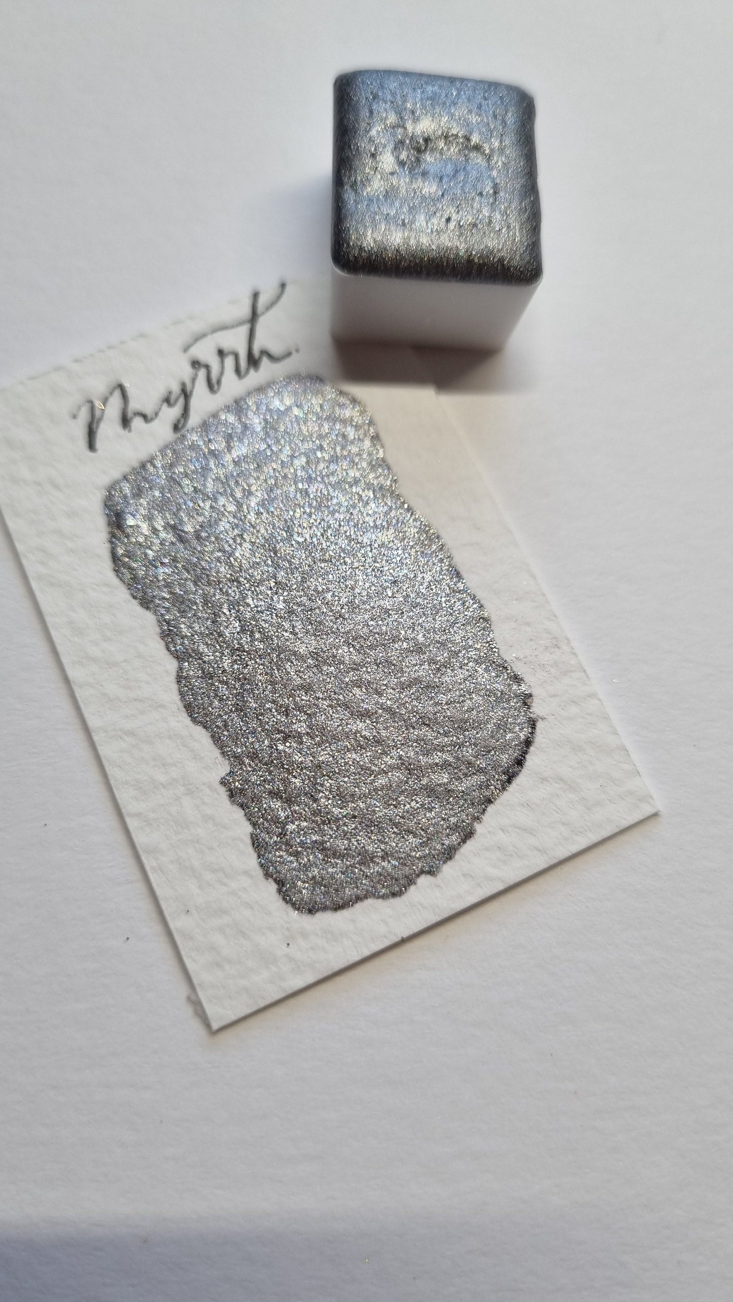 Handmade Glitter Watercolour Paint | Silvery Blue Holographic Shimmer, Myrrh