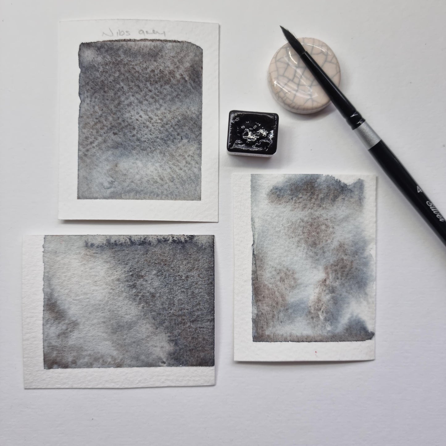 Handmade watercolour paint | granulating - Black/blue | Nib's Grey (Payne's grey alternative) | gift for artist