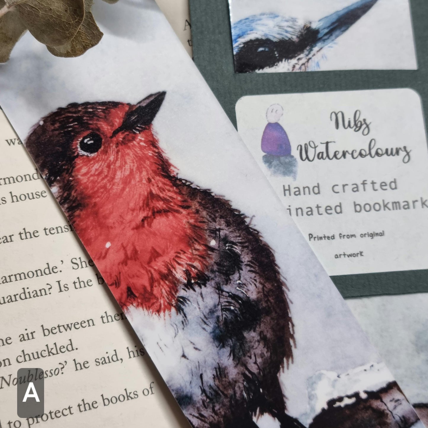 Handmade art print bookmark | watercolour nature bookmark | laminated double sided | wildlife owl