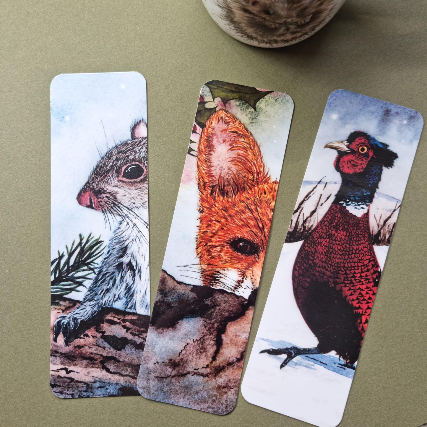 Squirrel Bookmark | Handmade Wildlife Watercolor Art Print | Laminated double sided