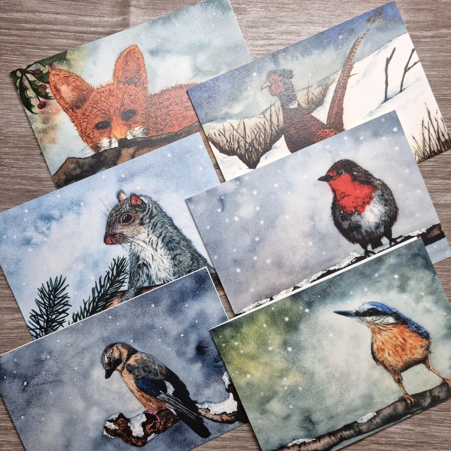Jay Bird Watercolor Christmas Card | Handcrafted Holiday Greeting