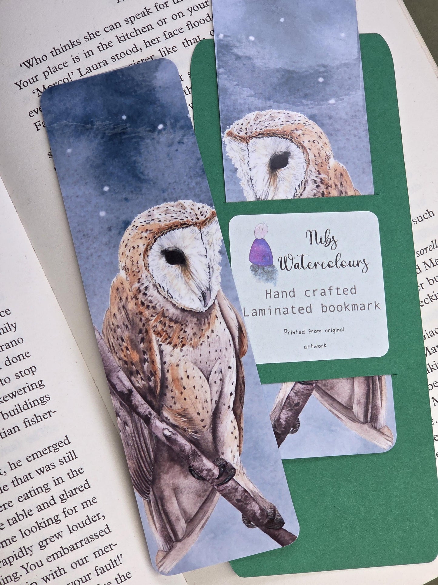 Handmade art print bookmark | watercolour nature bookmark | laminated double sided | wildlife kissing hares
