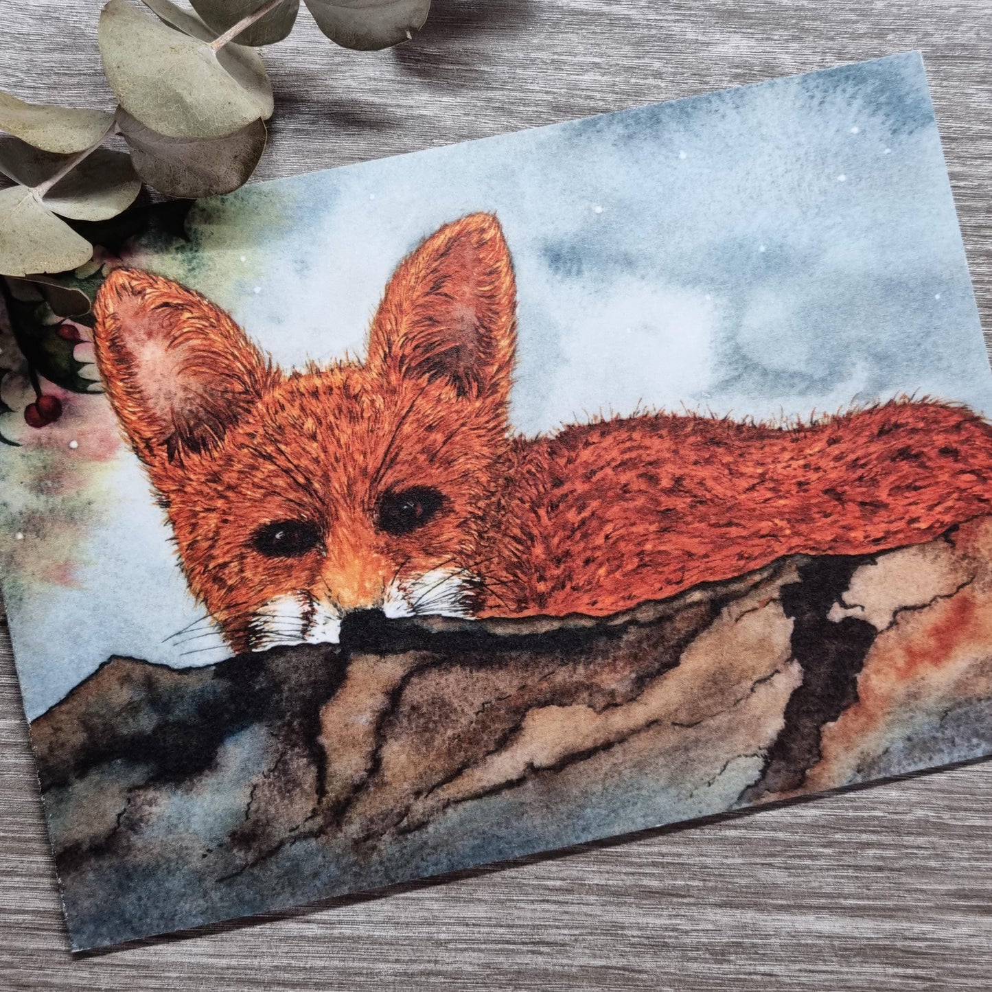 Adorable Luxury Fox Christmas Card | Handmade Xmas Greeting | Nature-Inspired Art