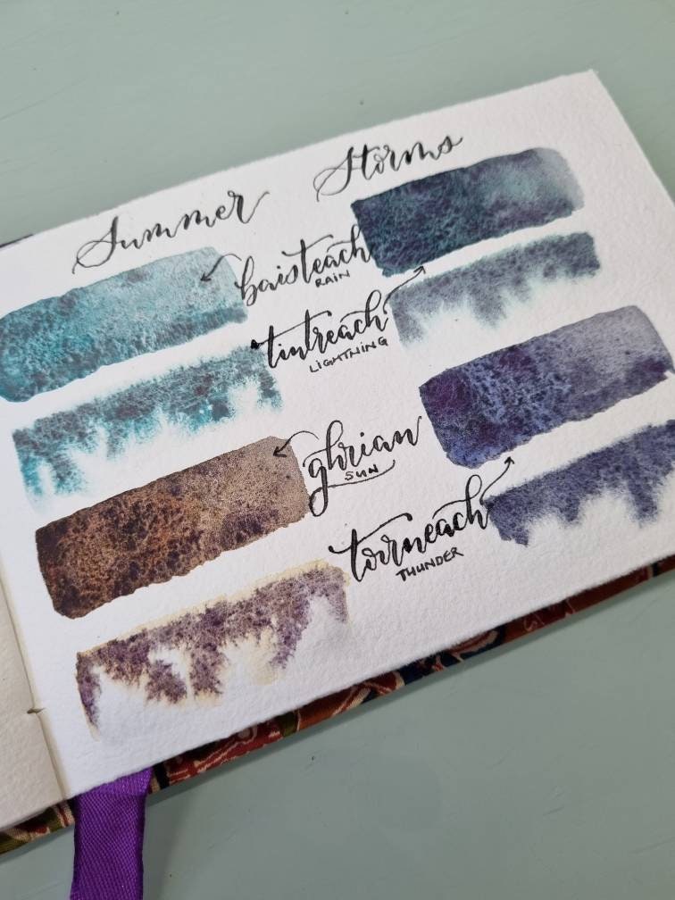 Handmade Vegan Watercolour Paint: Granulating Brown Violet Yellow - Ghrian Summer Storm Set