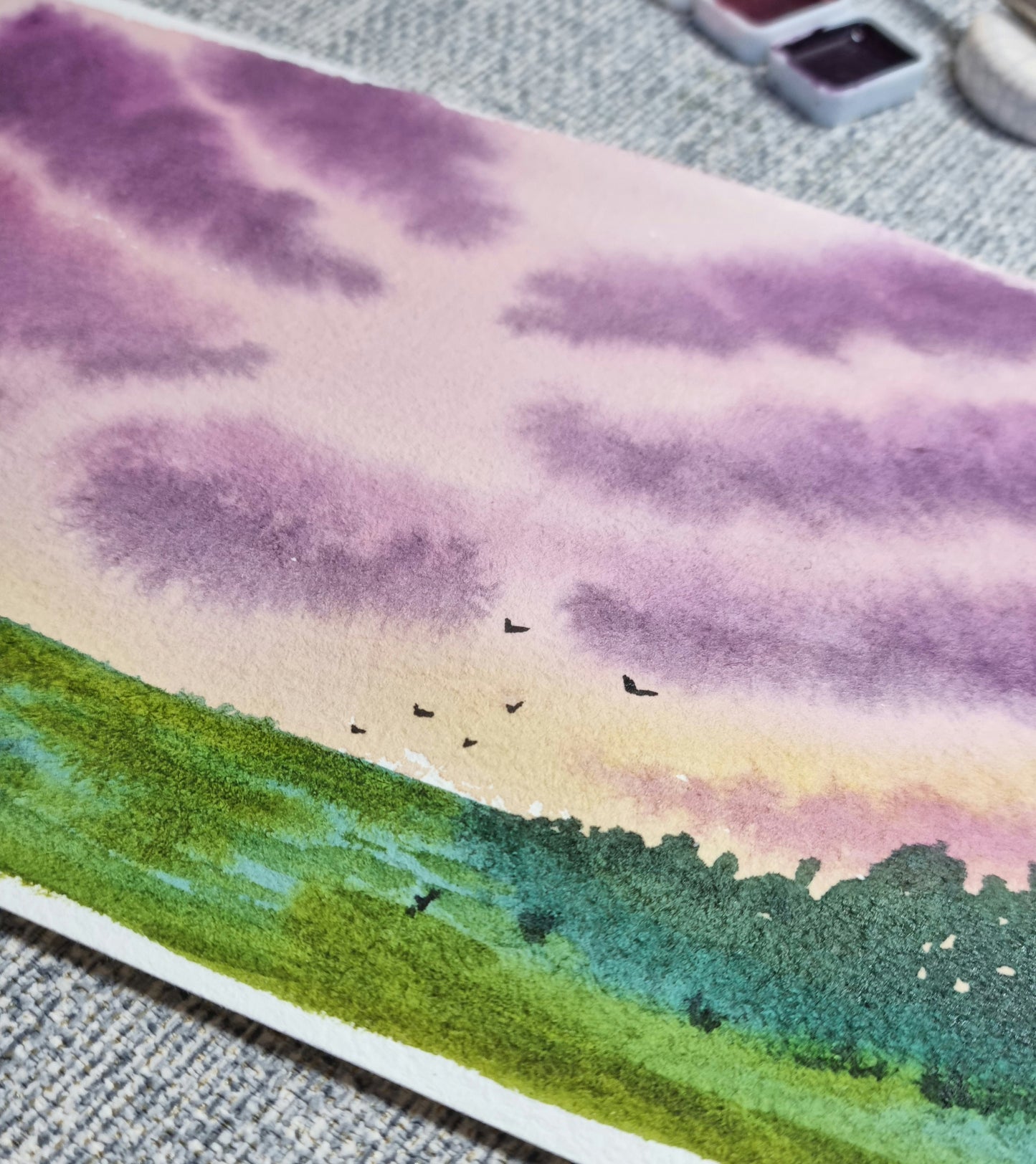 Handmade watercolour paint | Moss/leaf green | granulating Artisan artist grade | Salo | gift for artist