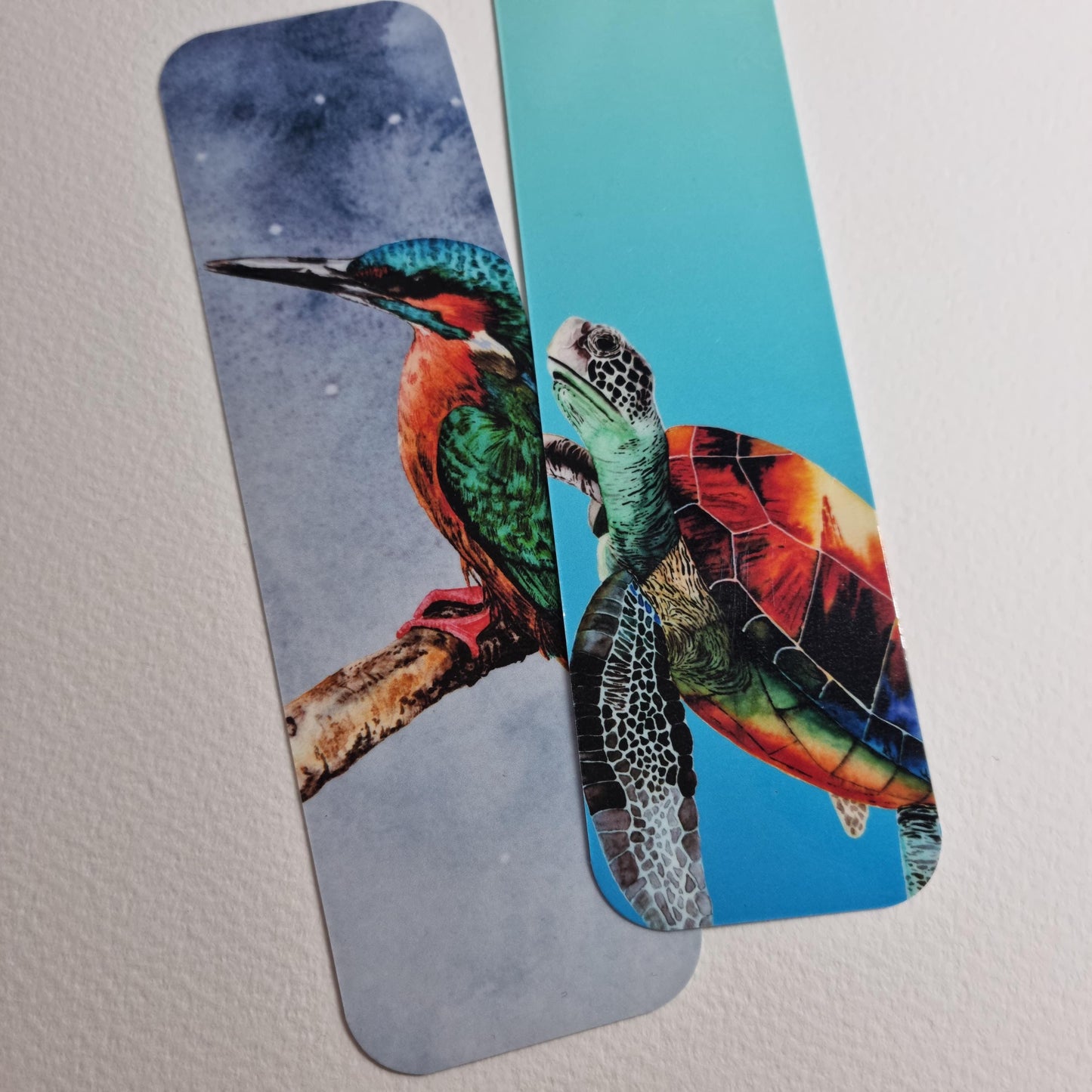 Handmade art print bookmark | watercolour nature bookmark | laminated double sided | wildlife realise turtle