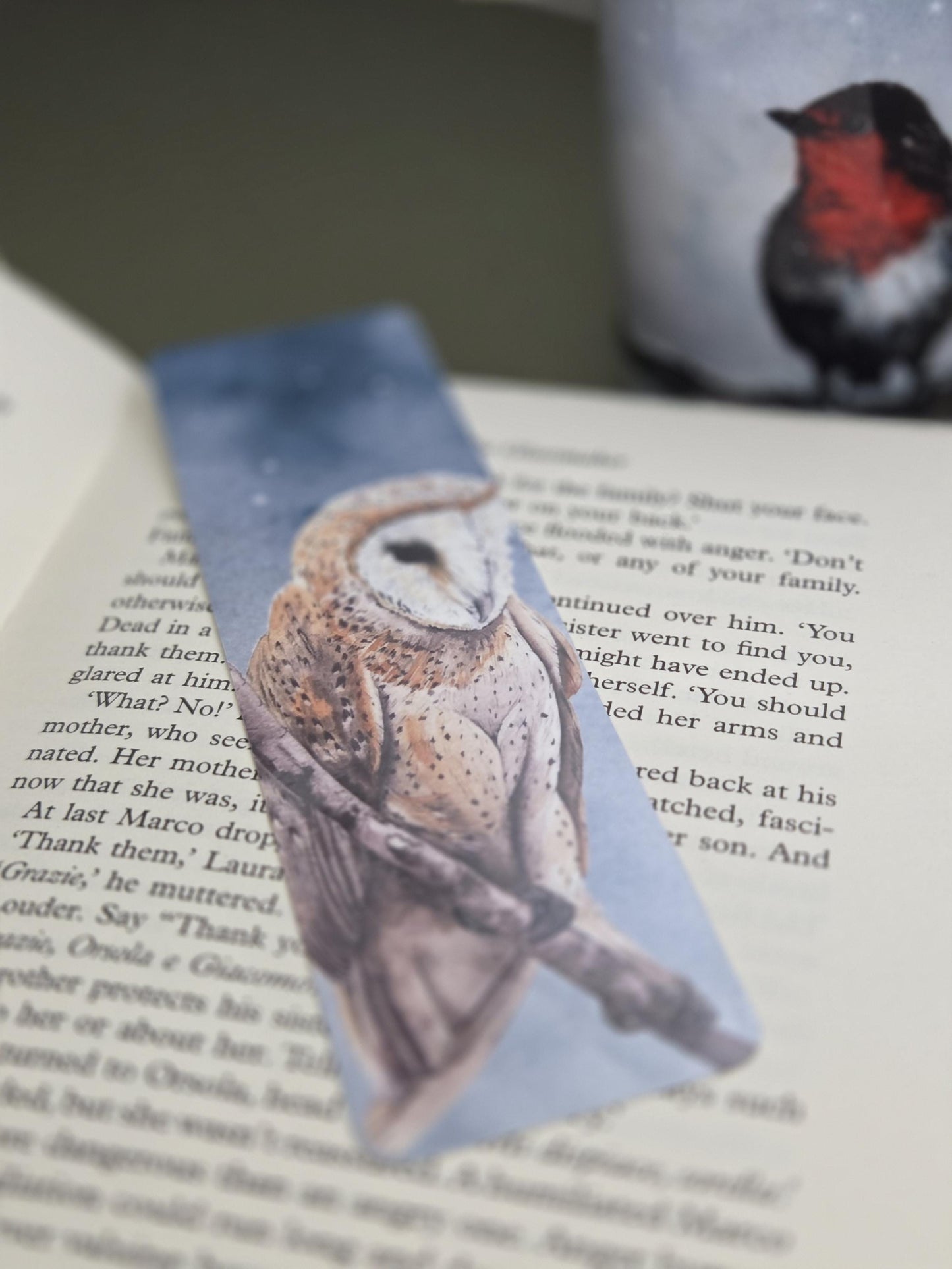 Handmade art print bookmark | watercolour nature bookmark | laminated double sided | wildlife owl